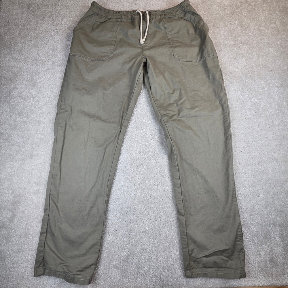 Pact Organic Cotton Relaxed Drawstring‎ Pants Khaki Green XXL Sustainable Chino